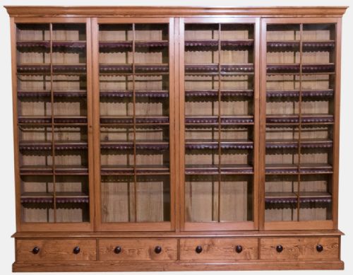 Pitch Pine Four Door Bookcase