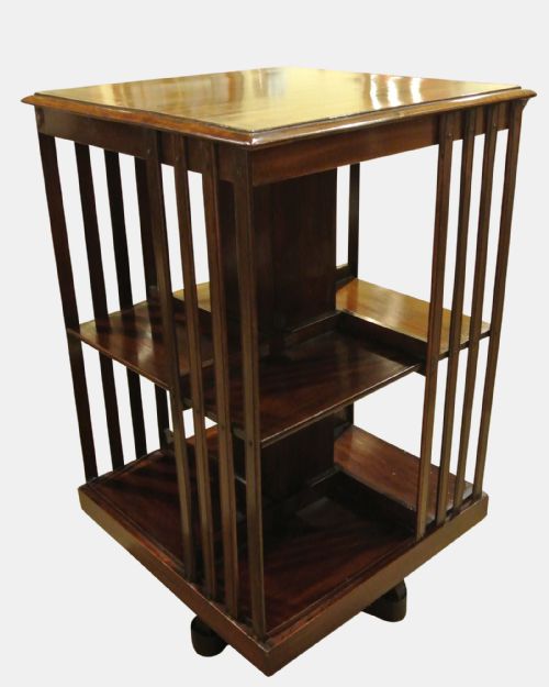 Inlaid Mahogany Revolving Bookcase