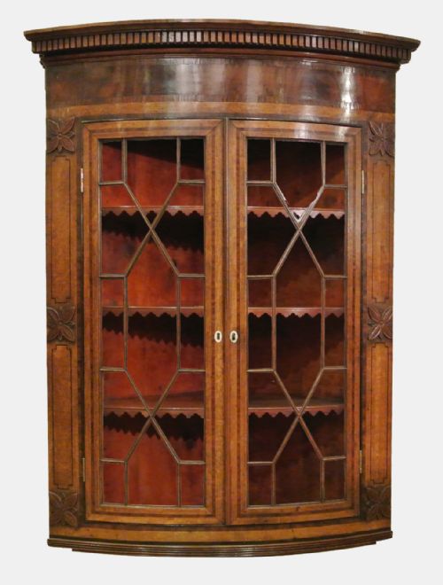 Bow Fronted Glazed Corner Cabinet