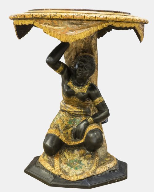 Centre Table Supported by Female Seated Blackamoor Figure