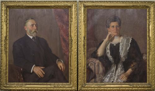 Pair of Edwardian Portraits of Gentleman & Wife