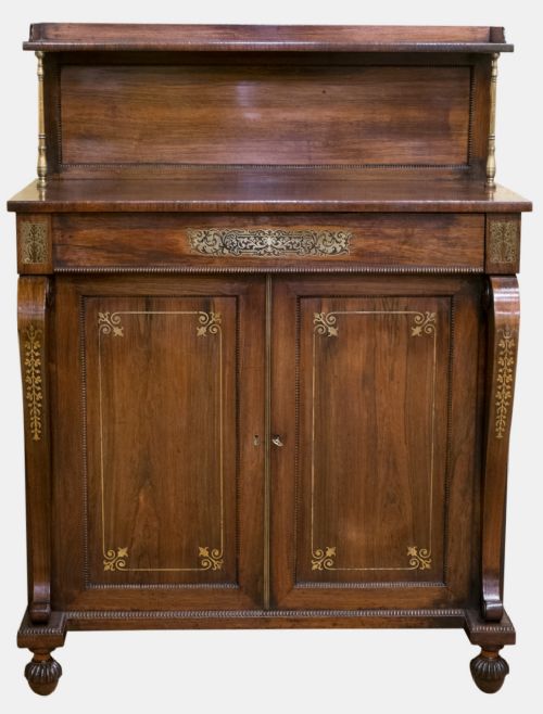 Regency Brass Inlaid Rosewood Chiffonier