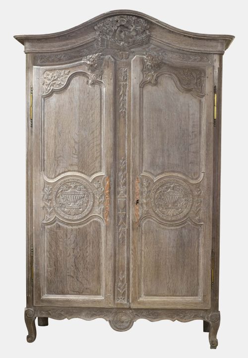 French Limed Oak Marriage Armoire