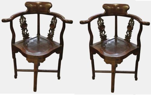 Pair of Chinese Hardwood Carver Chairs