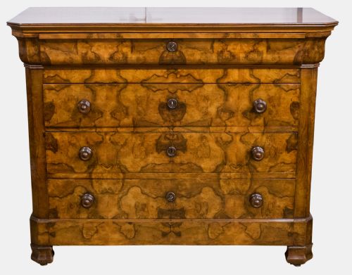 French Burr Walnut Chest of Drawers