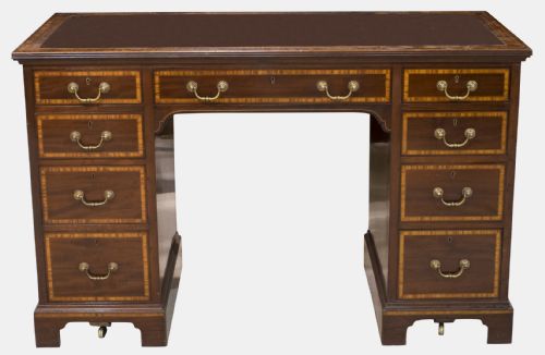 Santinwood Banded 9 Drawer Pedestal Desk