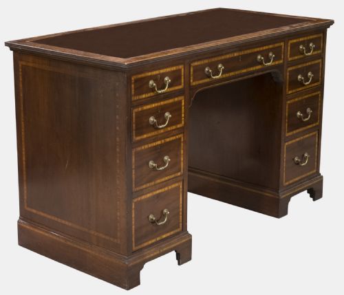 fig 1. Santinwood Banded 9 Drawer Pedestal Desk