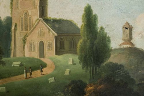 fig 1. Oil on Tin of Estuary Village Scene