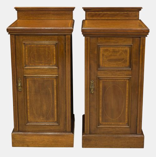 Near Pair of Edwardian Mahogany Bedside Cabinets