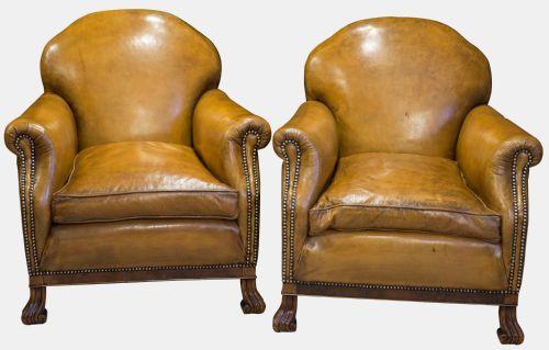 Pair of Leather Club Chairs