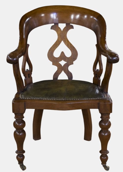 Leather & Mahogany Victorian Desk Chair