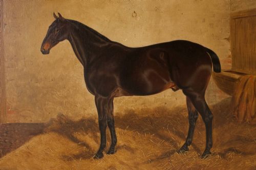 fig 1. Oil Painting of Racehorse in Stable
