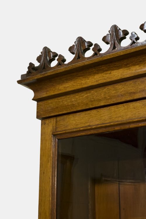 fig 1. Victorian Oak Breakfront Gothic Bookcase