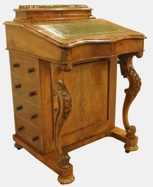 Serpentine Front Walnut Davenport