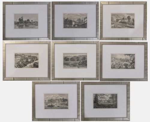 Set of 8 Black and White Prints of Buildings