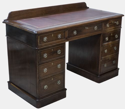 fig 1. Victorian Mahogany 9 Drawer Desk
