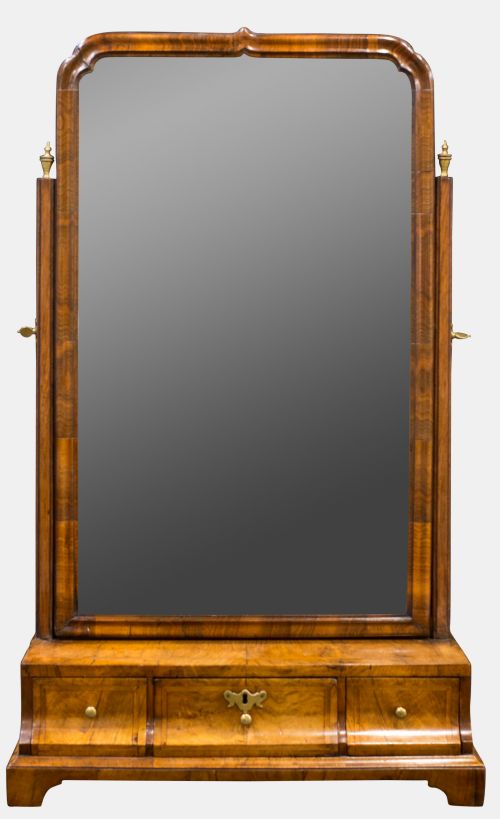 George II Walnut Boxbase Toilet Mirror