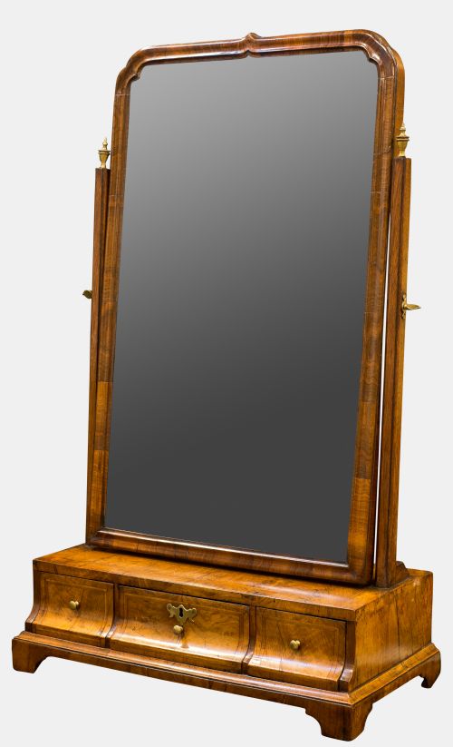 fig 1. George II Walnut Boxbase Toilet Mirror