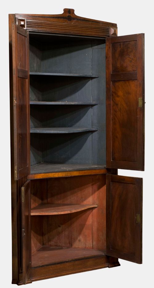 fig 1. 19th Century Mahogany Standing Corner Cupboard