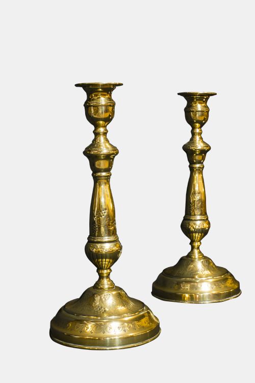 Pair of French Brass Candlesticks