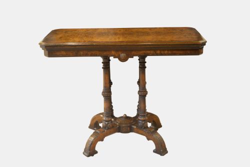 Victorian Burr Oak Card Table
