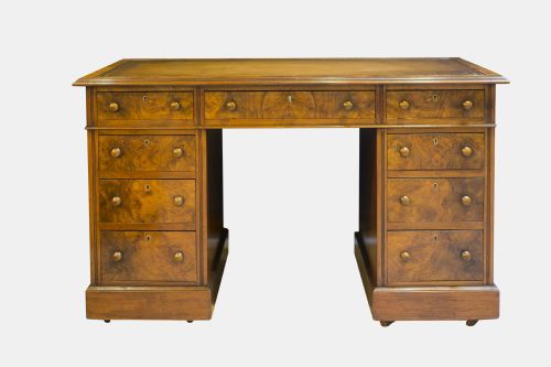 Victorian Walnut Pedestal Desk