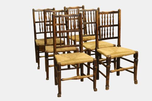 6 Antique Spindle Back Chairs