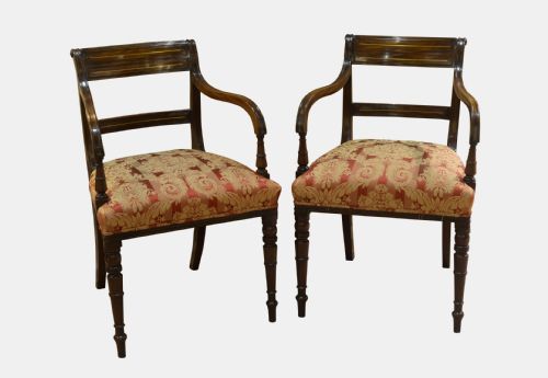 Pair of Regency Mahogany Elbow Chairs