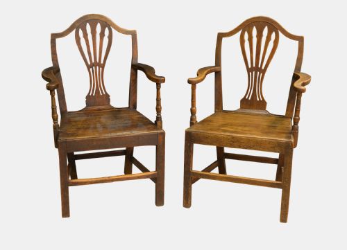 Pair of George III Oak Carver Chairs