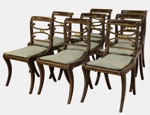Set of 8 Regency Beechwood Chairs