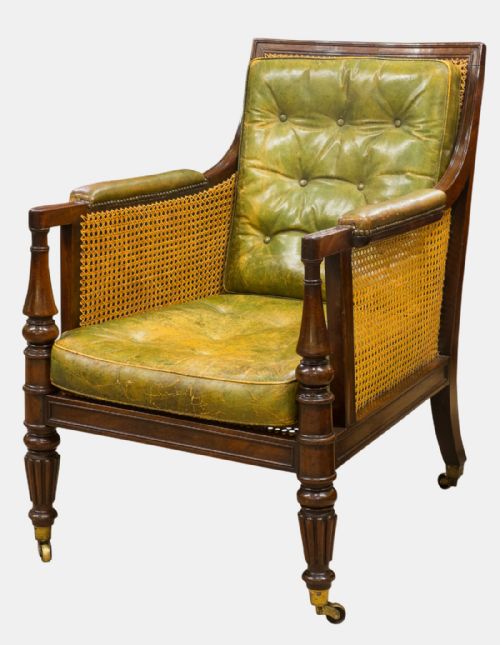 Regency Mahogany Library Bergère Chair