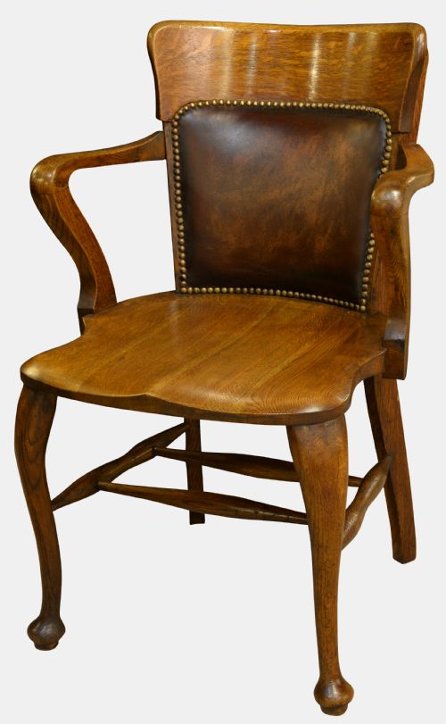 Oak Leather Desk Chair by 'John Johns & Sons'.