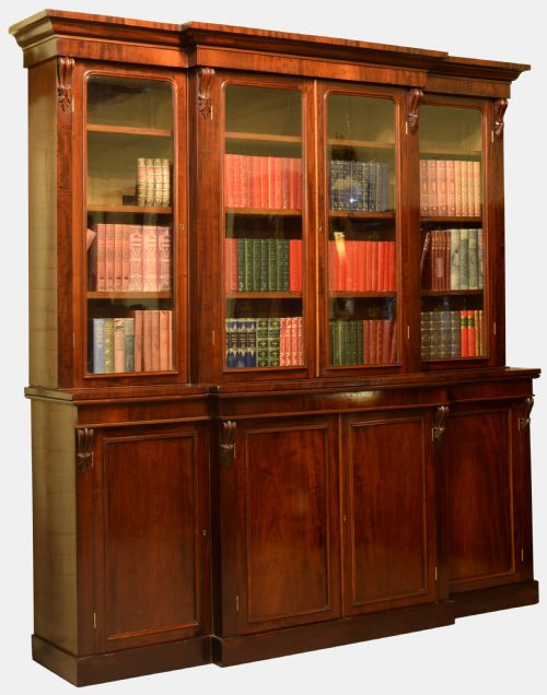 Victorian Mahogany Breakfront Bookcase