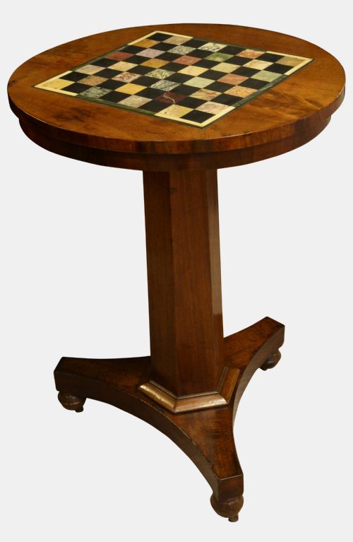 19th Century Table with Specimen Marble Chess Board