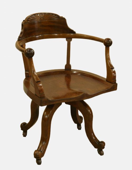 19th Century Mahogany Swivel Arm Chair