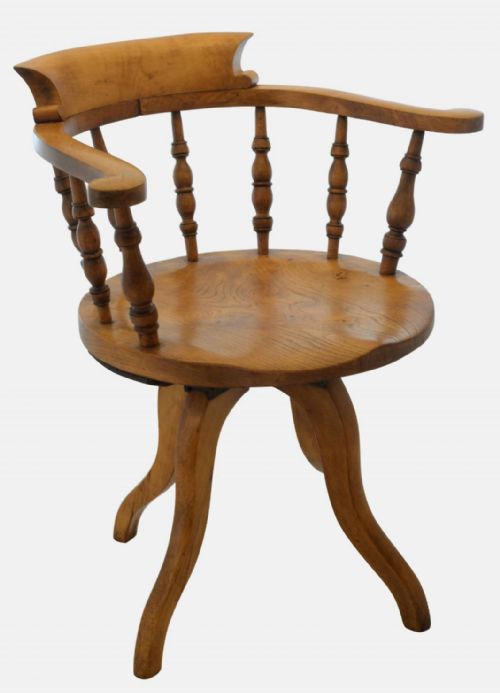 Satinbirch and Elm Revolving Disk Chair