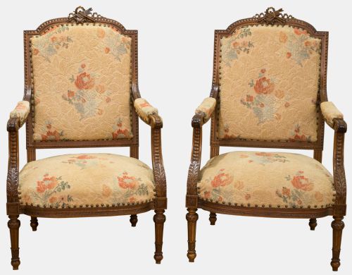 Pair of Fauteuil with Tapestry Covers