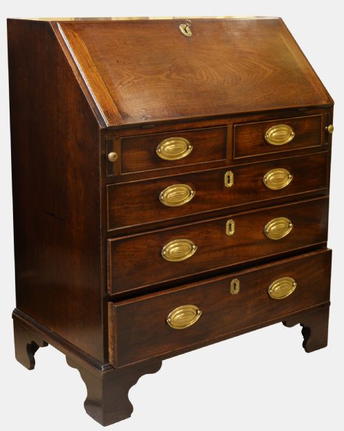 Georgian Mahogany Bureau with Oak Lined Drawers