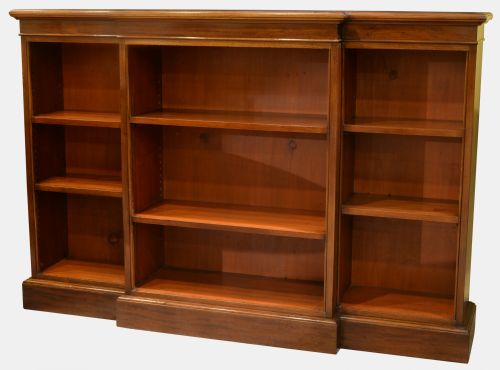 Mahogany Breakfront Dwarf Open Bookcase