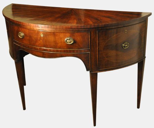 Oak Lined Demi Lune Sideboard