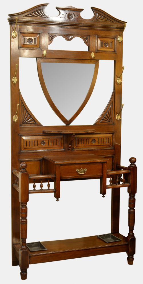 19th Century Oak & Brass Hall Stand
