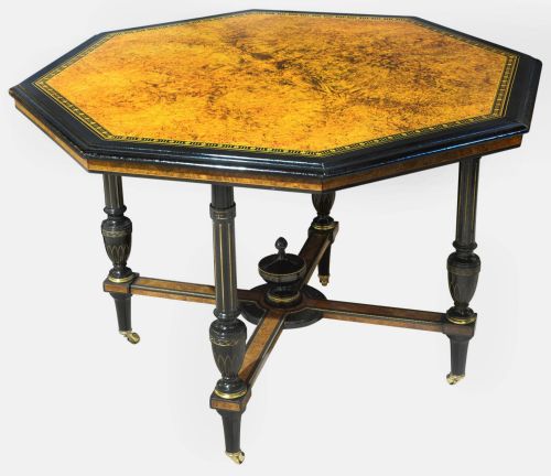 Victorian Amboyna & Ebonised Centre Table
