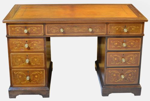 Edward & Roberts Inlaid Pedestal Desk