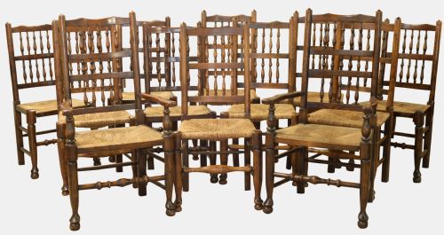 Set of 12 Spindleback Dining Chairs