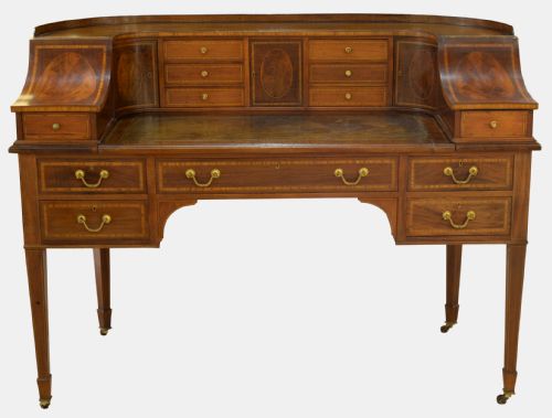 Inlaid Mahogany Sheraton Revival Carlton House Desk