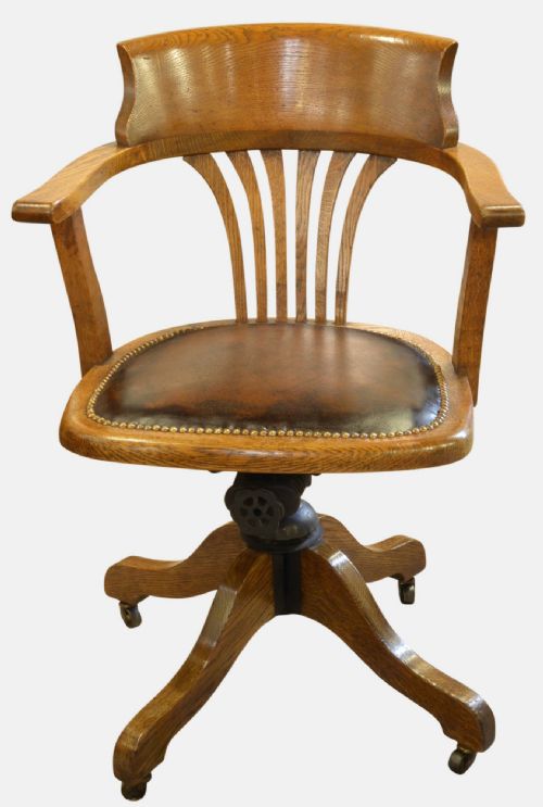 Leather Upholstered Oak Desk Chair