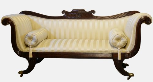 Regency Mahogany Scroll End Sofa