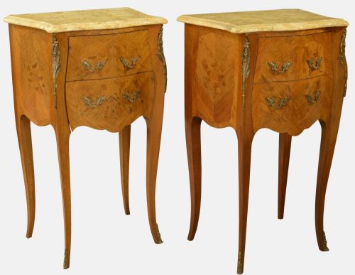 Pair of Marble Topped Bedside Chests
