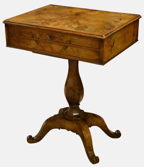 Early Victorian Walnut Ladies Work Box
