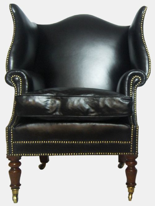 19th Century Wingback Library Chair